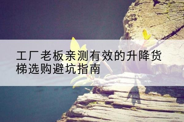 静安区升降货梯怎么选-工厂老板亲测有效的升降货梯选购避坑指南